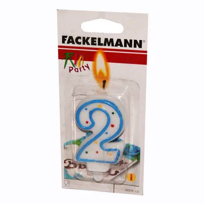 Fackelmann Rođendanska svijećica, Broj 2, Bijelo-plava