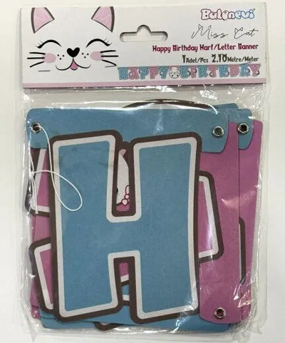 Balonevi Baner Happy Birthday, Miss Cat, 2.10m