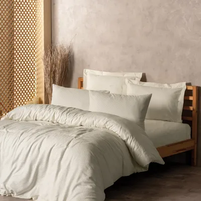 COTTON BOX Posteljina Karirana, Dupli, 240x260 cm, Krem