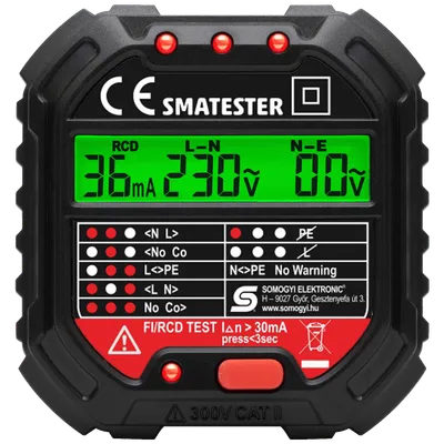 SMA Tester utičnica SMATESTER, LED indikator, Voltmetar, Crna