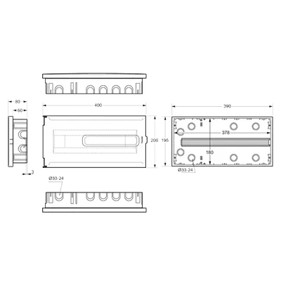 FAMATEL Kutija za osigurače rigips, 18 osigurača, 394x62x195mm, Bijela