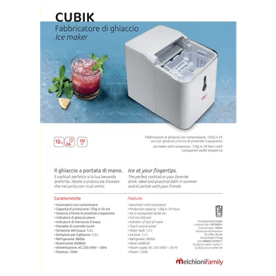 MELCHIONI FAMILY Aparat za led Cubik, 1.5 litara, Bijeli