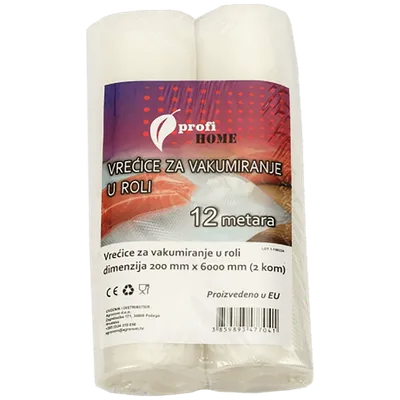 PROFI HOME Folije za vakumiranje u roli, 200x6000mm, 2 komada, Providne