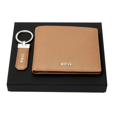 Hugo Boss Novčanik i privjesak u setu Camel HPKW416X, Smeđi