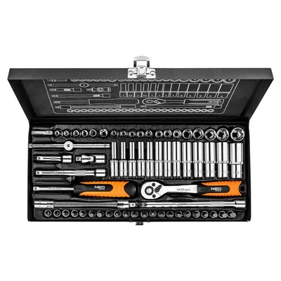 Neo Set nasadnih ključeva 08-679, 1/4", 63 komada