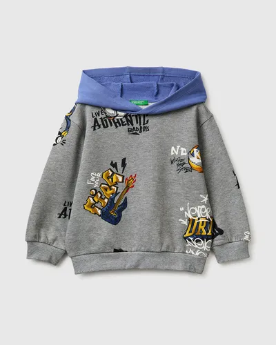 Benetton Majica sa kapuljačom za bebe 3M42G10MHP-66M-90, Siva