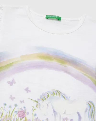 Benetton Majica za djevojčice 38V4G10MUP-101-YS, Bijela