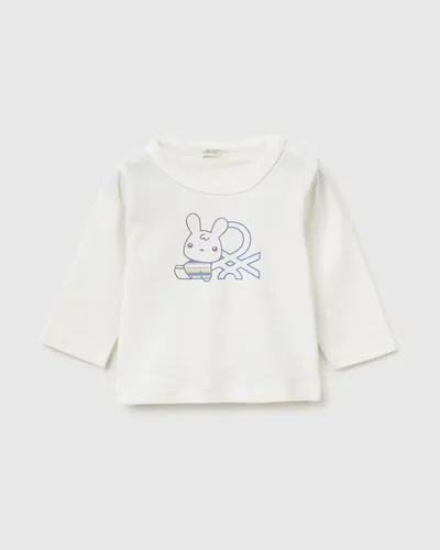 Benetton Majica dugih rukava za bebe 3I9WA106WW-901-82, Bijela
