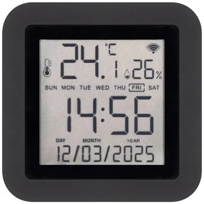 Home Daljinski upravljač, mjerač temperature i vlage, sat, LCD, HSTHR, Crni
