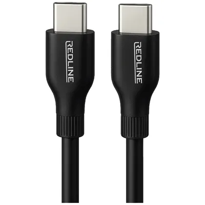 Redline Punjač sa USB-C kablom PQ351CC+CC1.2M60W, 2 x USB-C, brzi, 35W, GaN, Crni