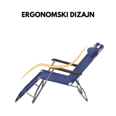 GIGA Kamping lezaljka stolica sklopiva plava 178cm