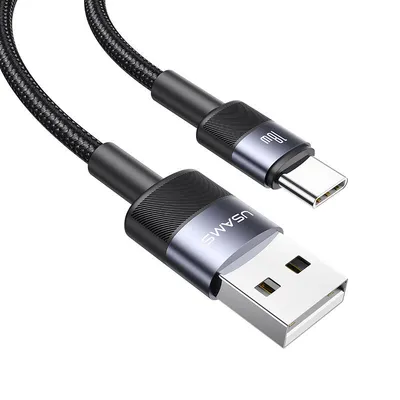 Usams Data kabl SJ718, 3A SY Series, Type-C, Aluminum Alloy, 1.2 m, Crni