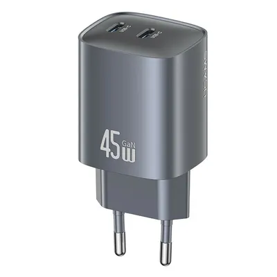 Usams Brzi punjač CC305 T66 45W GaN Dual C Port (EU), Crni