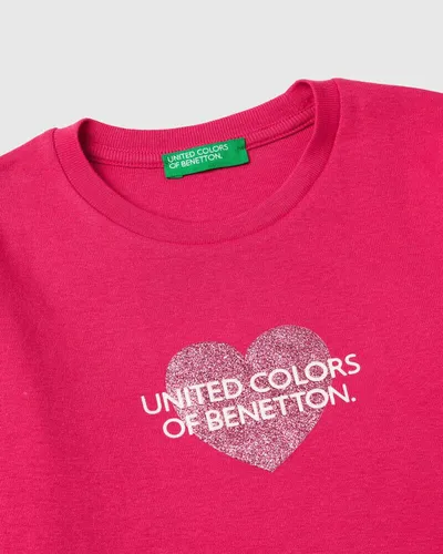 Benetton Majica za djevojčice od organskog pamuka 3I9WG10LTP-12E-XX, Roza