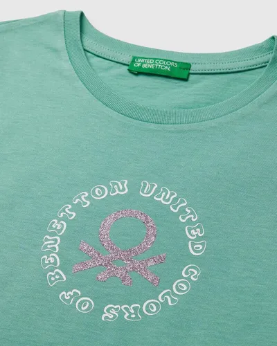 Benetton Majica za djevojčice s printom 3I1XC10S6G-2D8-S, Zelena