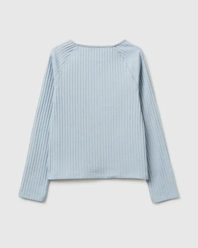 Benetton Majica za djevojčice s brodskim izrezom 3V10C10SCG-12C-L, Svijetloplava