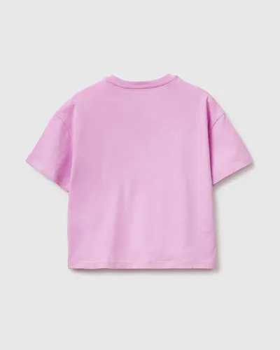 Benetton Majica za djevojčice s printom i šljokicama 3I1XC10SFG-00L-M, Roza