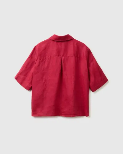 Benetton Ženska lanena košulja 5BML5QB75-33T-M, Crvena