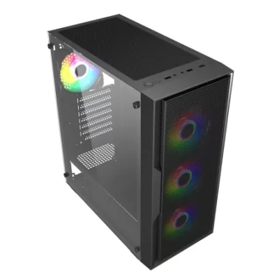 Ubit Računarsko gaming kućište UB-1V, Crno + 4 RGB ventilatora