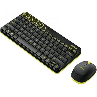 Logitech Set Bežični miš i tastatura MK240, Crno-žuti