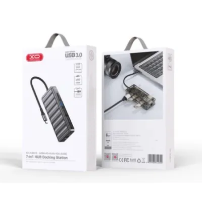 XO USB-C hub HUB016, 7 portova, Crni
