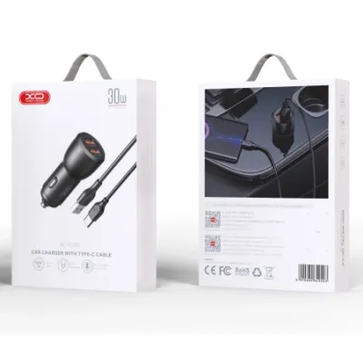 XO Auto punjač CC55, Crni + Tip-C kabl, Crni