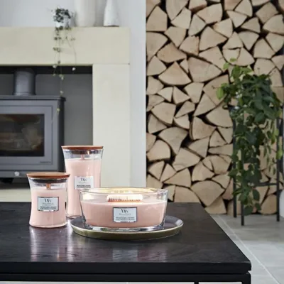 WoodWick Mirisna svijeća Classic Pressed Blooms & Patchouli, Large, Roza