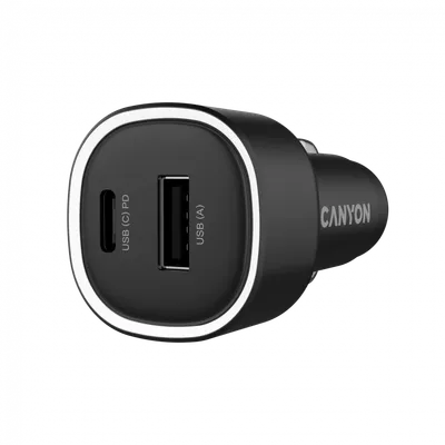 Canyon Punjač za auto OnDrive 48 PD, 48W, USB-A+USB-C, Crni