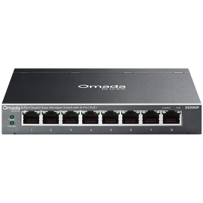 TP-Link Mrežni prekidač ES208GP Omada, 8-Portni Gigabitni PoE+, Crni
