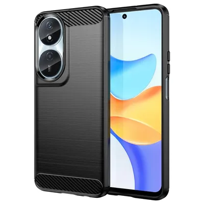 Maska za mobilni telefon za Honor 90, Carbon fiber tekstura, Crna