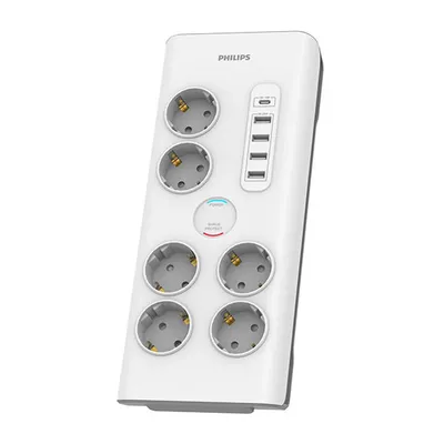 Philips Produžni kabl sa prenaponskom zaštitom SPN7060WA/58, 2m, 5 USB, Bijeli