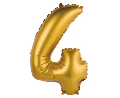 Partydeco Folijski balon BC-AZL4, 35 cm, Broj 4, Zlatni