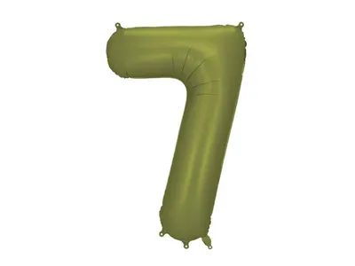 Partydeco Folijski balon FB1S-7-097, broj 7, 86 cm, Maslinasti