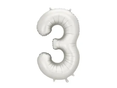 Partydeco Folijski balon FB1S-3-018, broj 3, 86 cm, Srebrni