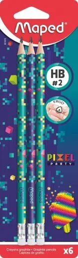 Maped Set grafitnih olovaka sa gumicom Pixel Party, 6 komada