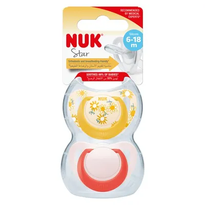 NUK Duda Star sa kutijicom 2 komada djevojčica - 6-18 mjeseca, Žuta
