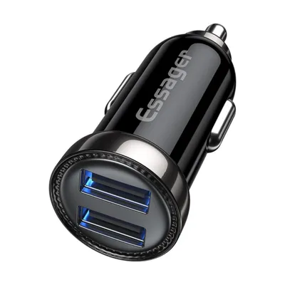 Essager Auto punjač Turbine, 2.4A, Dual USB, 12W
