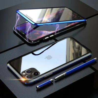 Staklena maska za iPhone 15 Pro, 360°, Magnetska, Plava