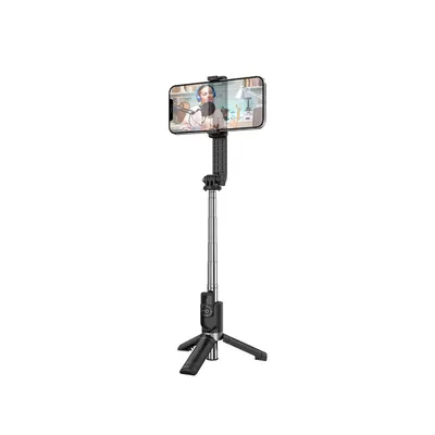 Borofone Stativ za mobilni telefon do 7", Crni + Bluetooth daljinski upravljač BY9, Crni