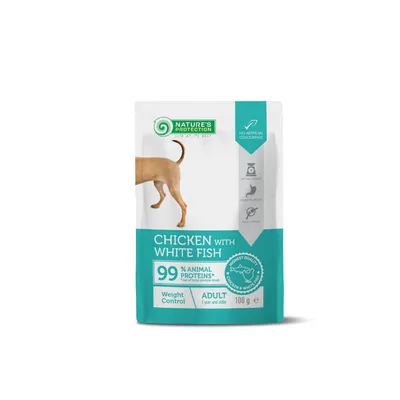 Nature's Protection Hrana za pse u umaku Weight Control Adult, Piletina i bijela riba, 100 g