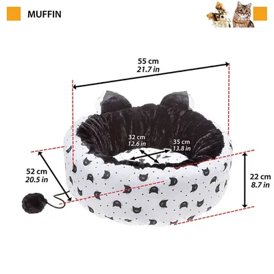 Ferplast Pamučna ležaljka za mačke Muffin, 55x52x22 cm, Bijelo-crna