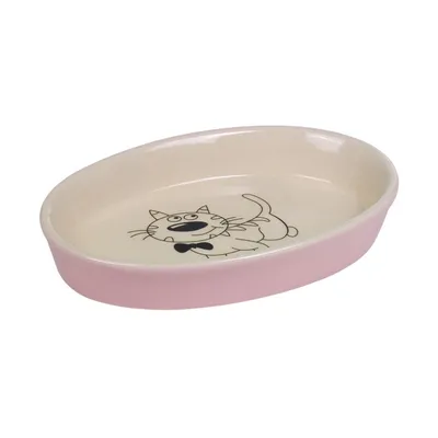 Nobby Ovalna keramička posuda za mačke, 17x11x2.5 cm, 120 ml, Roze