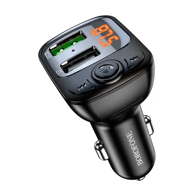 Borofone Bluetooth FM transmiter sa USB punjačem BC41, QC3.0, Crni