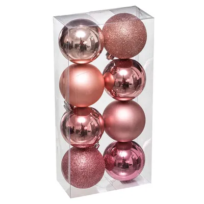 Atmosphera Set od 8 ukrasa za jelku, Kugle, roze boje