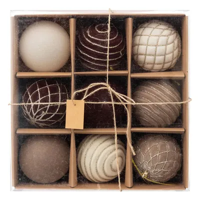 Atmosphera Set od 9 ukrasa za jelku, Kugle 8 cm, braon boje