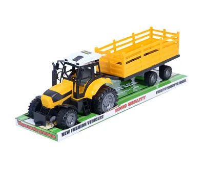 Traktor s prikolicom MKG763913, 53x15 cm, Žuti