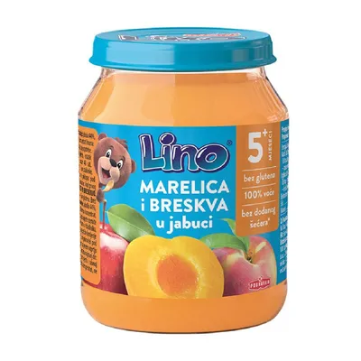 Podravka Lino Voćna kašica, 190 g, Marelica, breskva i jabuka
