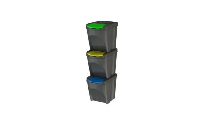 Fora Set od 3 kante za reciklažu, 3x25 L, Različite boje