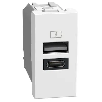 Bticino Utičnica Light Now YW4191AC, USB TIP A-C, 1M, 3A, 15W, Bijela