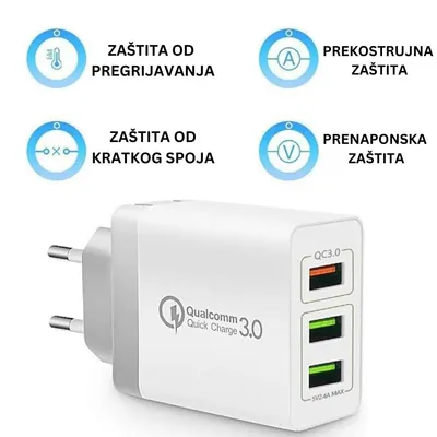 Giga  QUALCOMM Brzi punjač 3.0 3 Ulaza